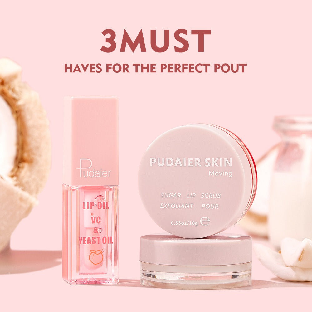 Pudaier Luxe Lip Revive Set: Exfoliate, Hydrate, Shine!